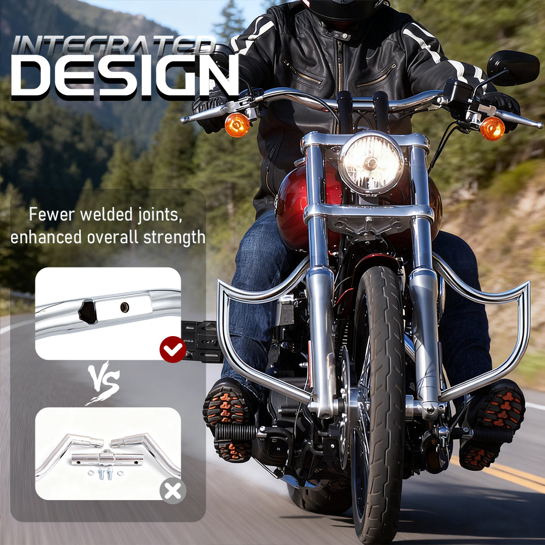 Meathook or Mustache Engine Guard Highway Crash Bar 1.5" Fat for 2006-2017 Harley Dyna