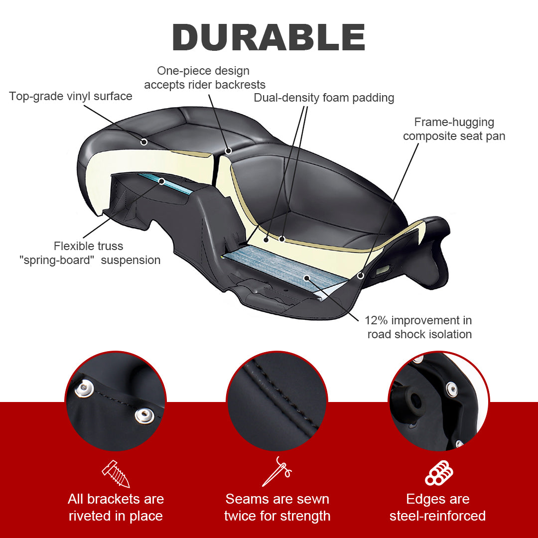 Driver Passenger Seat One-Piece Motorcycle Seats for 1997-2007 Harley Touring