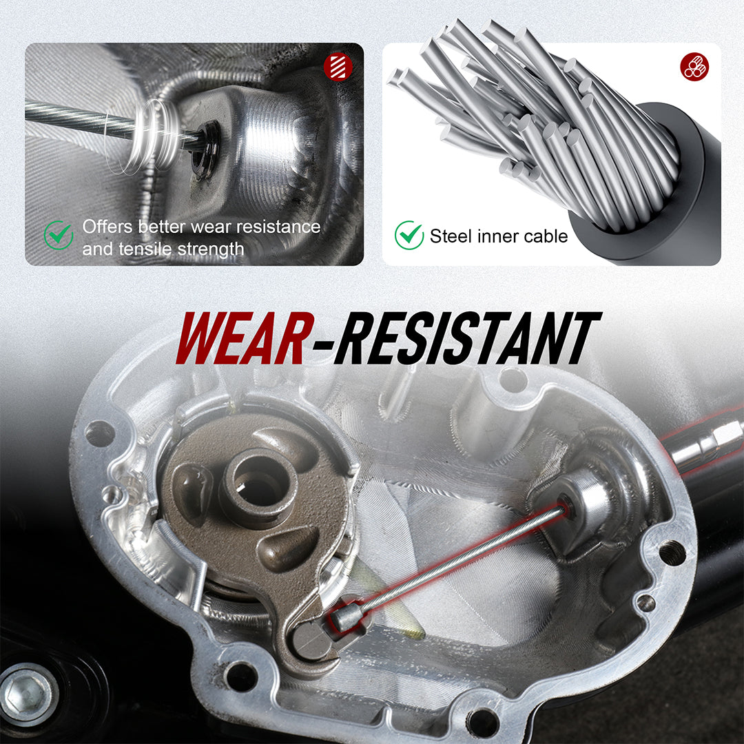 Extended Clutch Cable for 1986-Later Harley Sportster & 1987-2006 Harley Big Twin Models