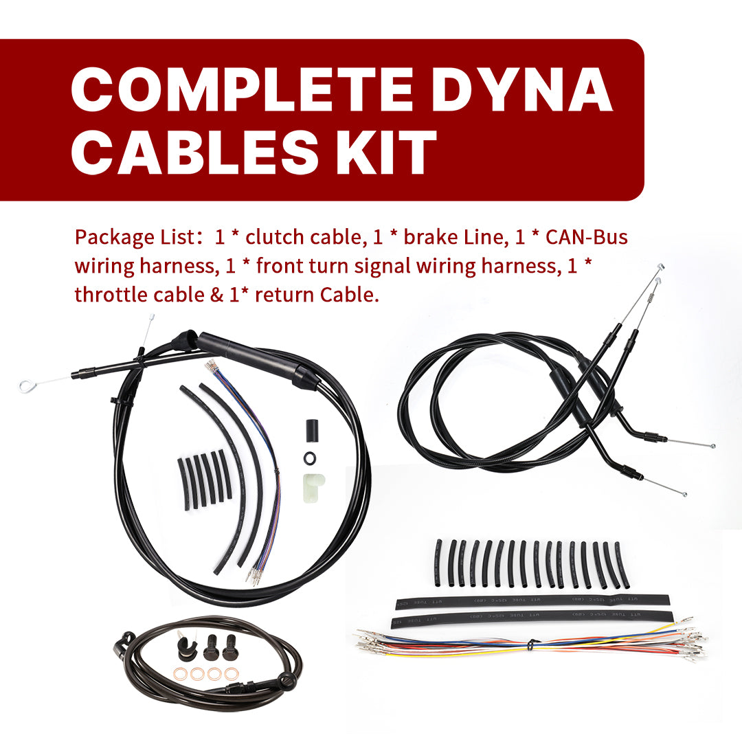 16 inch Ape Hanger Extension Cables Kit for 2007-2013 Harley Sportster XL without ABS