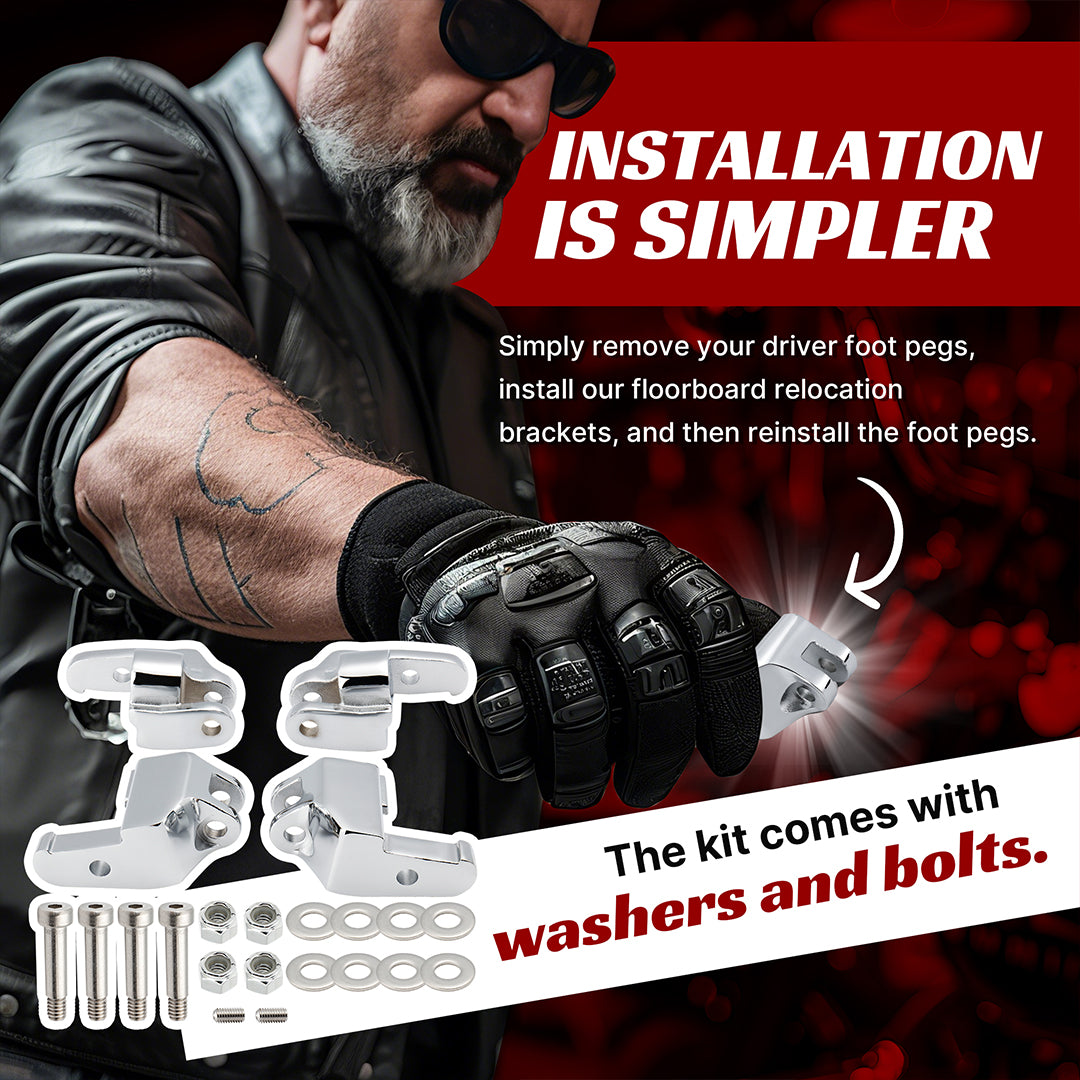 Driver Floorboard Relocation Brackets for Harley Touring 1997-2016
