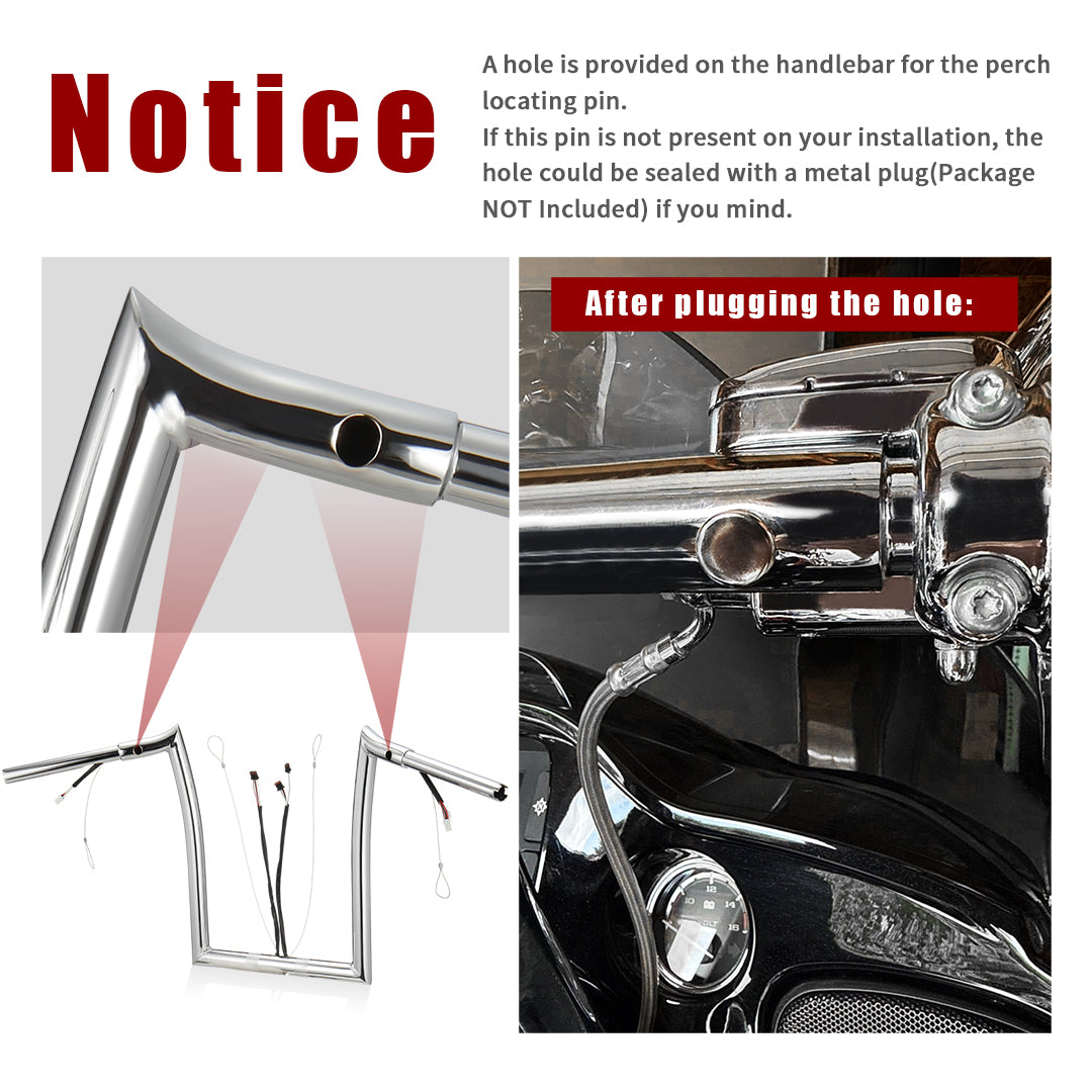 For Harley Road Glide 2014-2023 1.25 Inch Fat Ape Hangers with CAN-Bus and Guiding Line