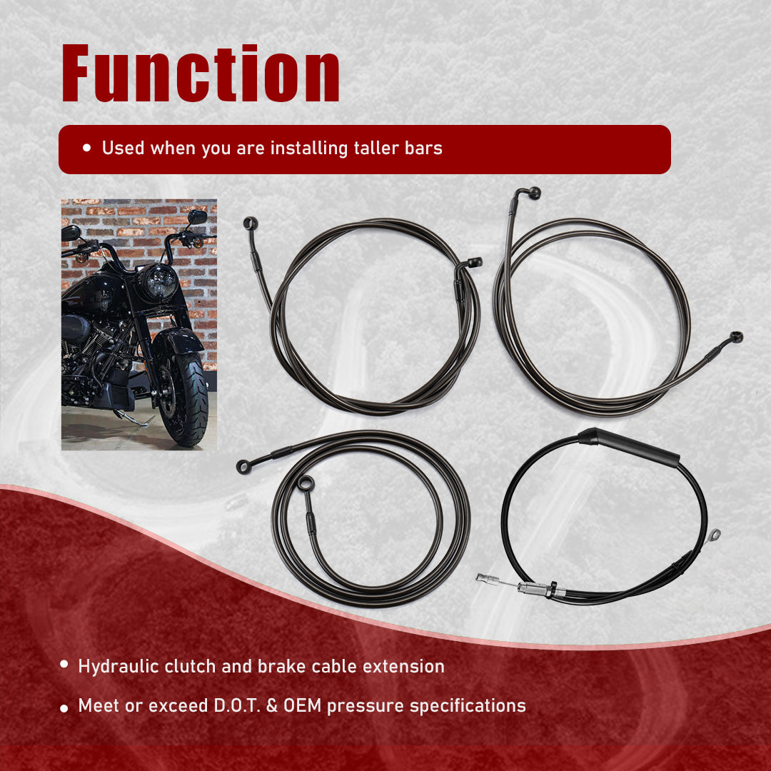 For Harley Touring 2021-2023 Handlebar Cable Kit with Brake Lines and Clutch Cable
