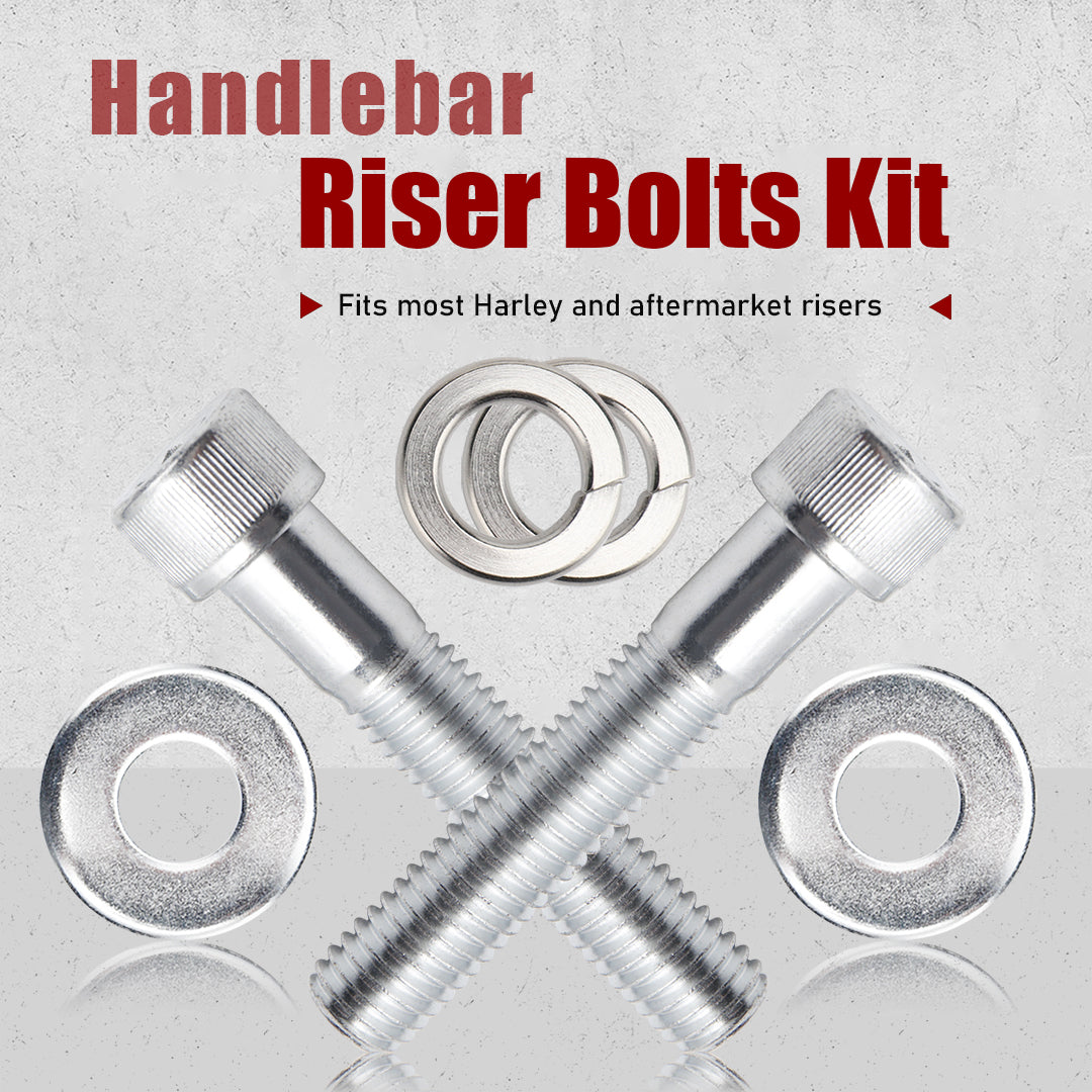 1/2"-13 Handlebar Riser Bolts Kit with Washers and Riser Bushing Covers for Harley