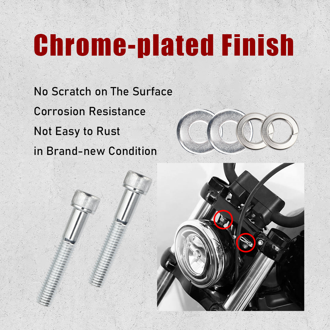 1/2"-13 Handlebar Riser Bolts Kit with Washers and Riser Bushing Covers for Harley