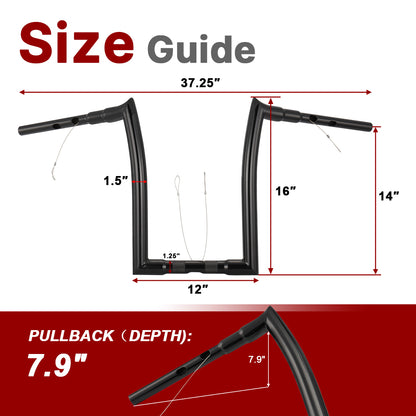 1.5 Inch Fat Meathook Handlebars Ape Hangers for Harley Touring 2023-Later With ABS