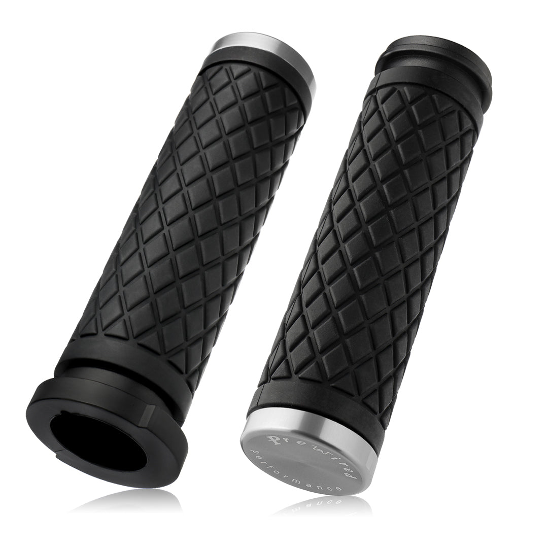 1" Handlebar Grips CNC 6061 Aluminum Electronic Throttle Hand Grip for Harley 2008-2024 Touring Softail Dyna with Rear Cap