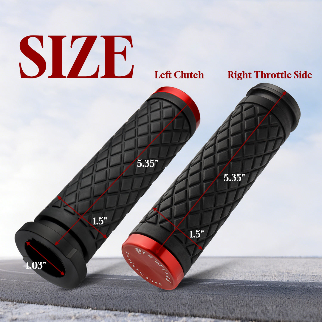 1" Handlebar Grips CNC 6061 Aluminum Electronic Throttle Hand Grip for Harley 2008-2024 Touring Softail Dyna with Rear Cap