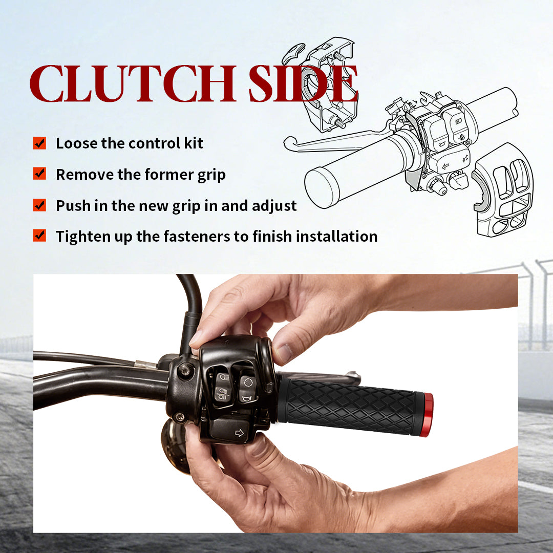 1" Handlebar Grips CNC 6061 Aluminum Electronic Throttle Hand Grip for Harley 2008-2024 Touring Softail Dyna with Rear Cap