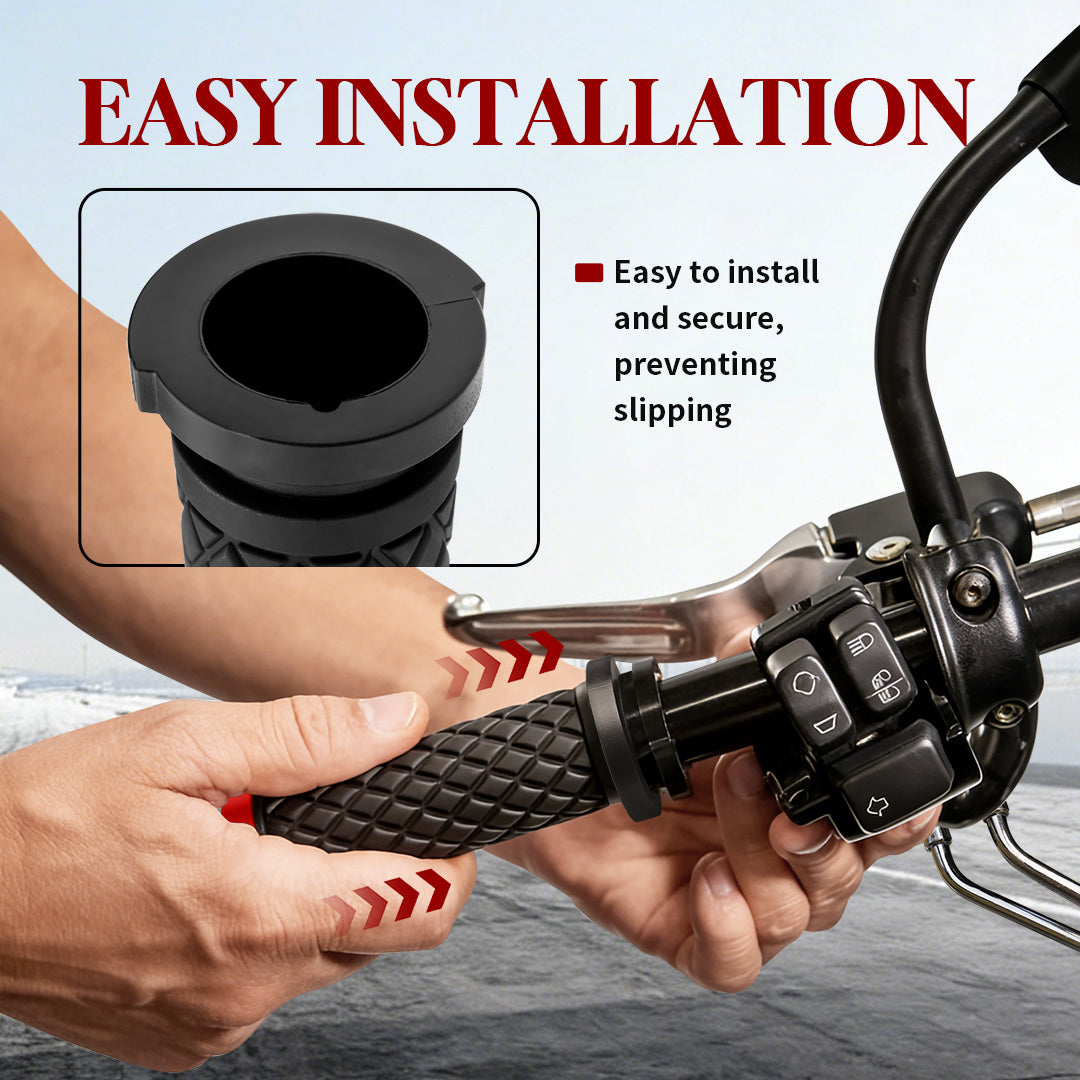 1" Handlebar Grips CNC 6061 Aluminum Electronic Throttle Hand Grip for Harley 2008-2024 Touring Softail Dyna with Rear Cap