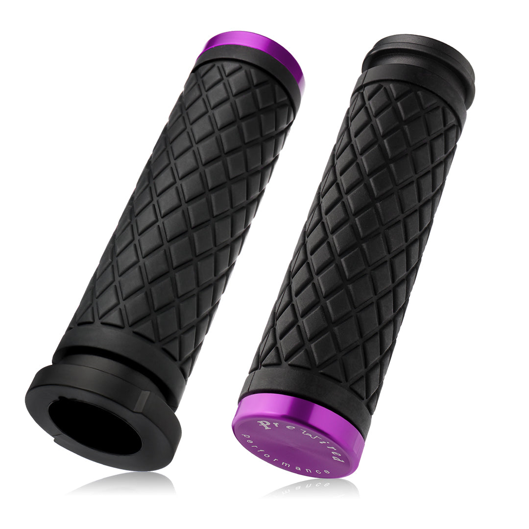 1" Handlebar Grips CNC 6061 Aluminum Electronic Throttle Hand Grip for Harley 2008-2024 Touring Softail Dyna with Rear Cap