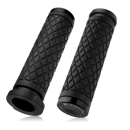 1" Handlebar Grips CNC 6061 Aluminum Electronic Throttle Hand Grip for Harley 2008-2024 Touring Softail Dyna with Rear Cap