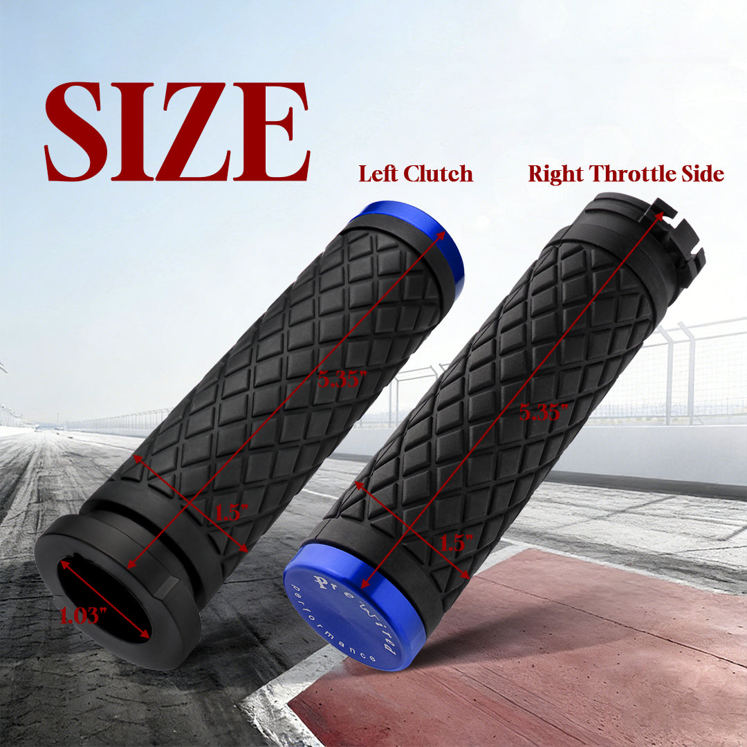 1 Inch Hand Grips Silicone for Harley 1995-2017 Pull Cable Throttle with  CNC 6061 Aluminum end Caps