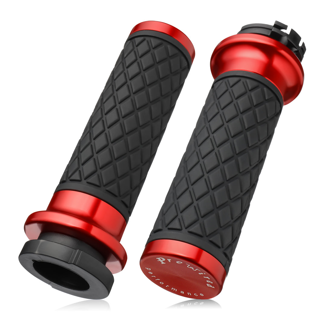 1 Inch Hand Grips Silicone for Harley 1995-2017 Pull Cable Throttle with Rear End Caps
