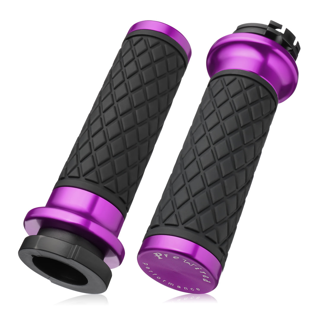 1 Inch Hand Grips Silicone for Harley 1995-2017 Pull Cable Throttle with Rear End Caps