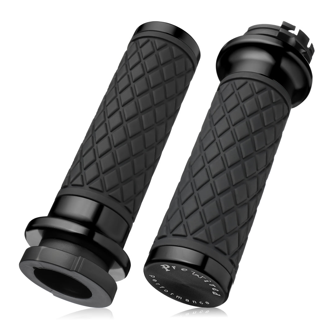 1 Inch Hand Grips Silicone for Harley 1995-2017 Pull Cable Throttle with Rear End Caps