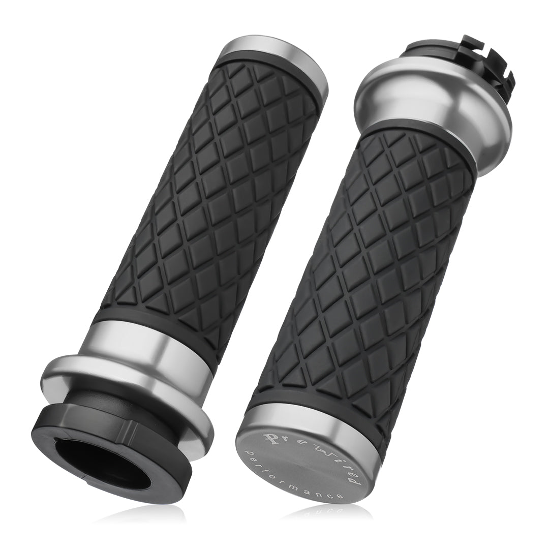 1 Inch Hand Grips Silicone for Harley 1995-2017 Pull Cable Throttle with Rear End Caps