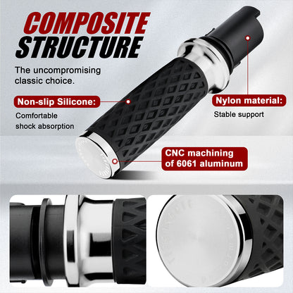 1 Inch Silicone Handlebar Grips with Rear End Cap for Harley Softail Street/Road Glide 2023-Later