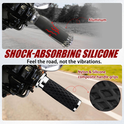 1 Inch Silicone Handlebar Grips with Rear End Cap for Harley Softail Street/Road Glide 2023-Later