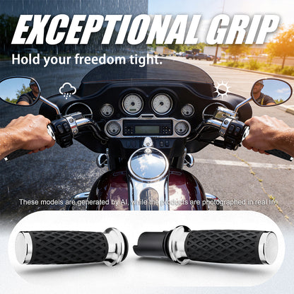1 Inch Silicone Handlebar Grips with Rear End Cap for Harley Softail Street/Road Glide 2023-Later