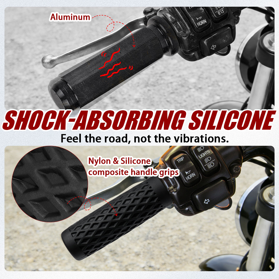 1" Silicone Handlebar Grips for Harley 2002-2017 V-Rod, 1996-Up Sportster XL, 1996-2007 Touring, 2008-2013 XR, 1996-2017 Dyna,1995-2015 Softail