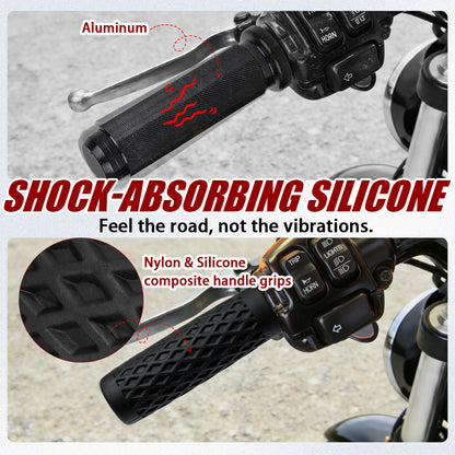 1" Silicone Handlebar Grips for Harley 2002-2017 V-Rod, 1996-Up Sportster XL, 1996-2007 Touring, 2008-2013 XR, 1996-2017 Dyna,1995-2015 Softail
