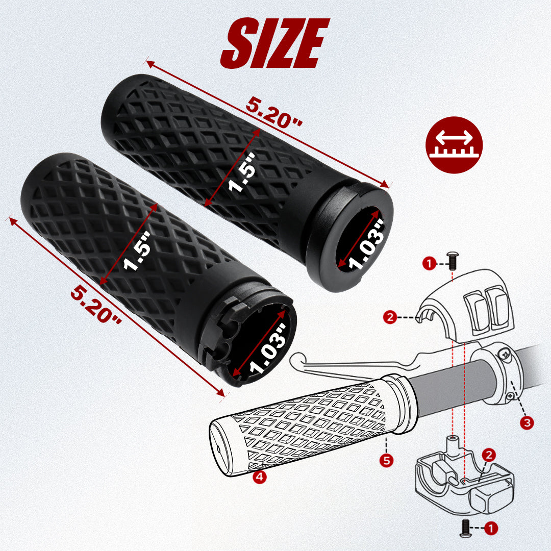 1" Silicone Handlebar Grips for Harley 2002-2017 V-Rod, 1996-Up Sportster XL, 1996-2007 Touring, 2008-2013 XR, 1996-2017 Dyna,1995-2015 Softail