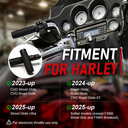 1" Silicone Handlebar Grips for Harley 2023-later CVO Street/Road Glide, 2024-Up Road/Street Glide, FLTRXSTSE, 2025-Up FLHXU & Softail