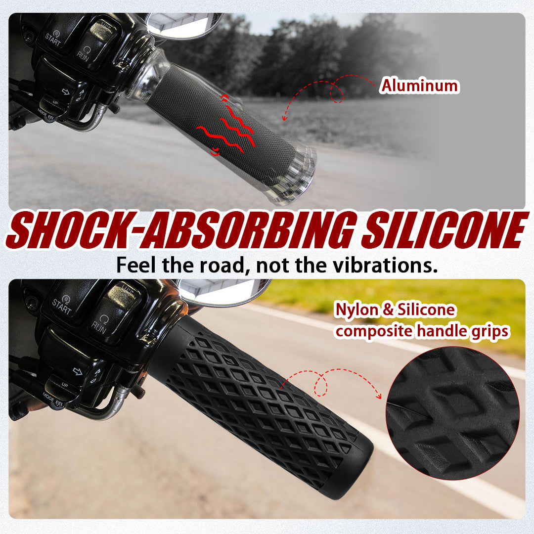 1" Silicone Handlebar Grips for Harley 2023-later CVO Street/Road Glide, 2024-Up Road/Street Glide, FLTRXSTSE, 2025-Up FLHXU & Softail