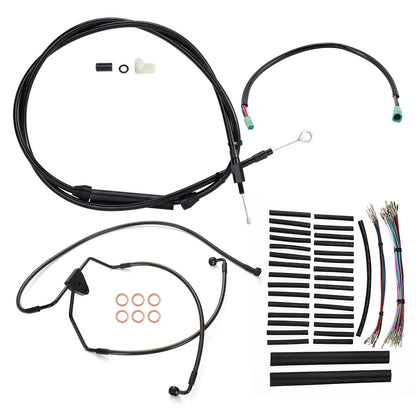 12/14/16 Inch Ape Hangers Cables Handlebar Extended Brake Line & Clutch Cable & CAN-Bus & TBW for Harley Touring 2008-2013 Without ABS