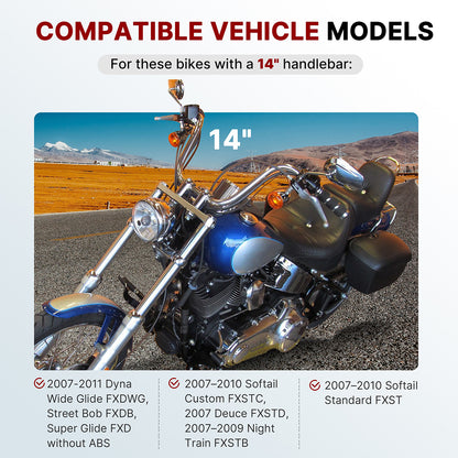 12/14/16 Inch Handlebar Extended Cables Kit for Harley Dyna Softail 2007-2011 without ABS