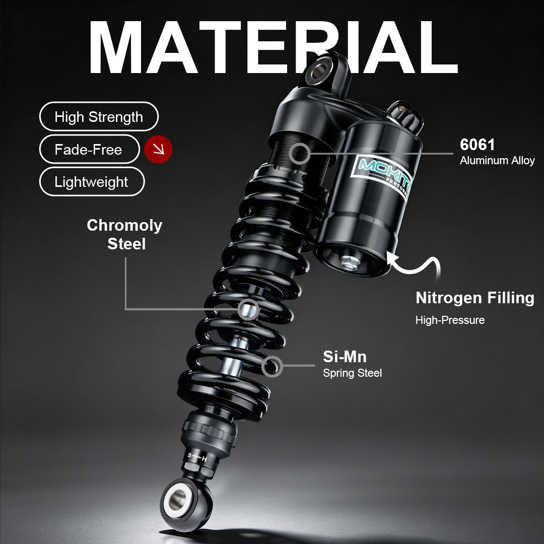 13" Rear Shocks with Remote Reservoir for Dyna Sportster with Oxidized Reservoir