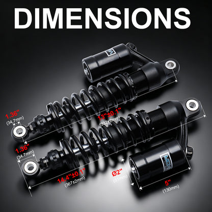 13" Rear Shocks with Remote Reservoir for Dyna Sportster with Oxidized Reservoir