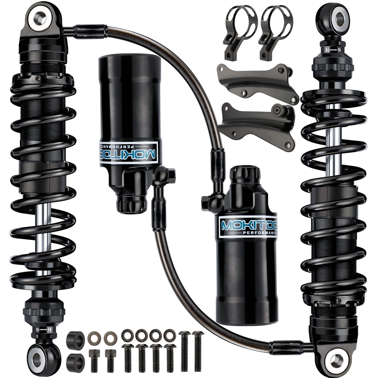 13" Remote Reservoir Rear Suspension Shocks for Harley 2014-2025 Touring