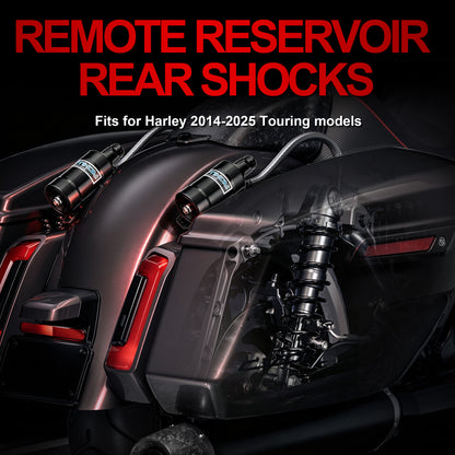 13" Remote Reservoir Rear Suspension Shocks for Harley 2014-2025 Touring