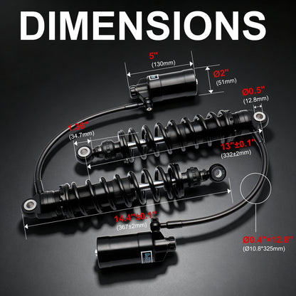 13" Remote Reservoir Rear Suspension Shocks for Harley 2014-2025 Touring
