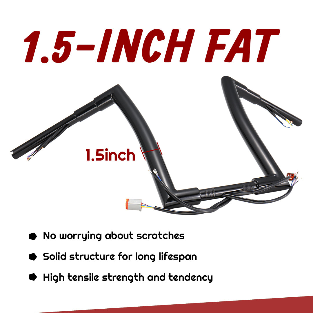 For Harley 1996-2006 1.5 Inch Fat Ape Hanger 12"/14"/16" Pre-wired Handlebars