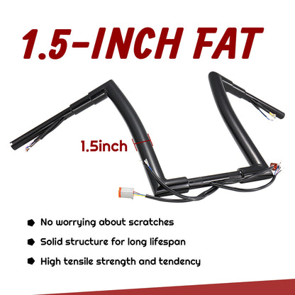 For Harley 1996-2006 1.5 Inch Fat Ape Hanger 12"/14"/16" Pre-wired Handlebars