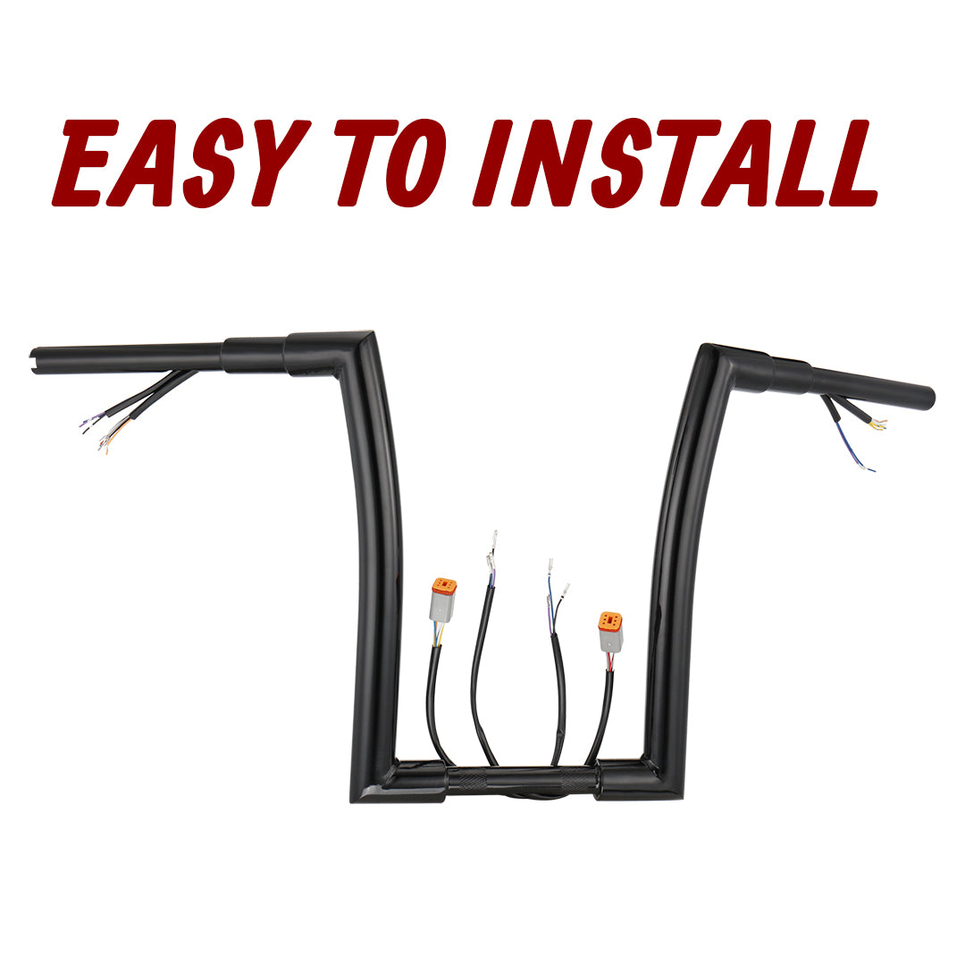 For Harley 1996-2006 1.5 Inch Fat Ape Hanger 12"/14"/16" Pre-wired Handlebars