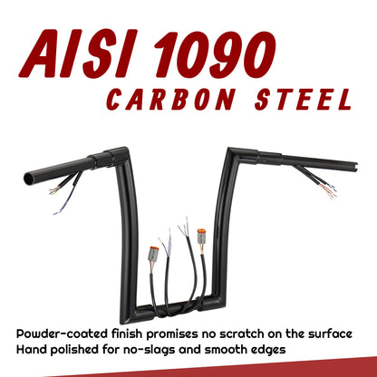 For Harley 1996-2006 1.5 Inch Fat Ape Hanger 12"/14"/16" Pre-wired Handlebars