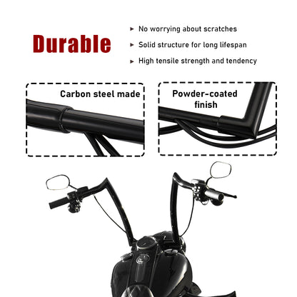 For Harley 1996-2006 1.25 Inch Fat Meathook 12"/14"/16" Pre-wired Handlebars