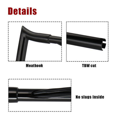 For Harley 1996-2006 1.25 Inch Fat Meathook 12"/14"/16" Pre-wired Handlebars