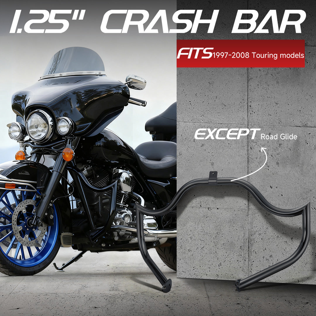 For Harley 1997-2008 Touring 1.25" Engine Guard Mustache/ Meathook Crash Bar