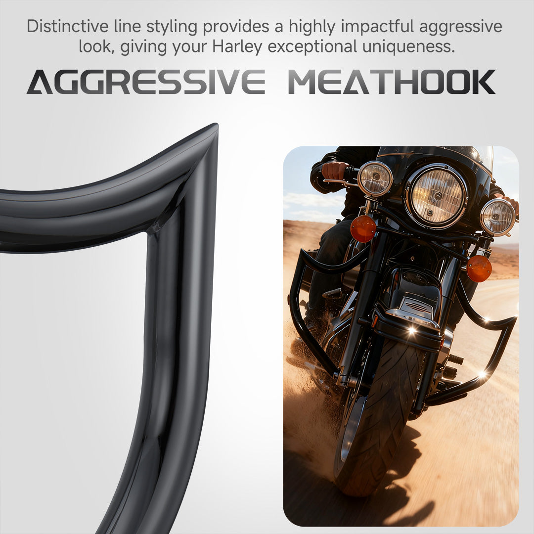 For Harley 1997-2008 Touring 1.25" Engine Guard Mustache/ Meathook Crash Bar