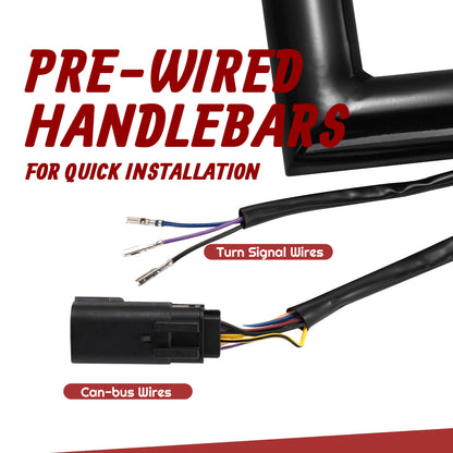 For Harley 2007-2013 1.25 Inch Ape Hanger Meathook Pre-wired Handlebars