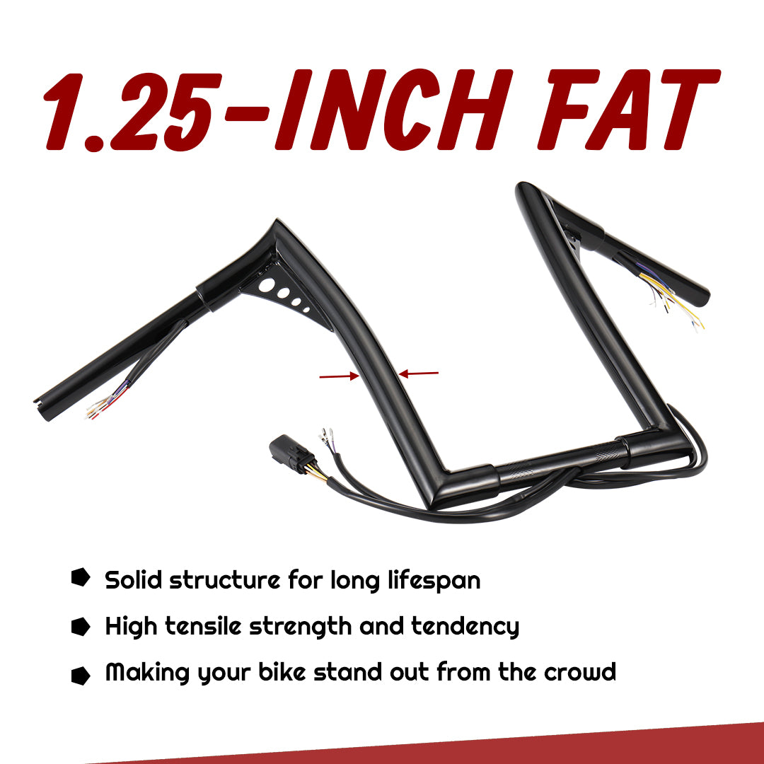 For Harley 2007-2013 1.25 Inch Ape Hanger Meathook Pre-wired Handlebars