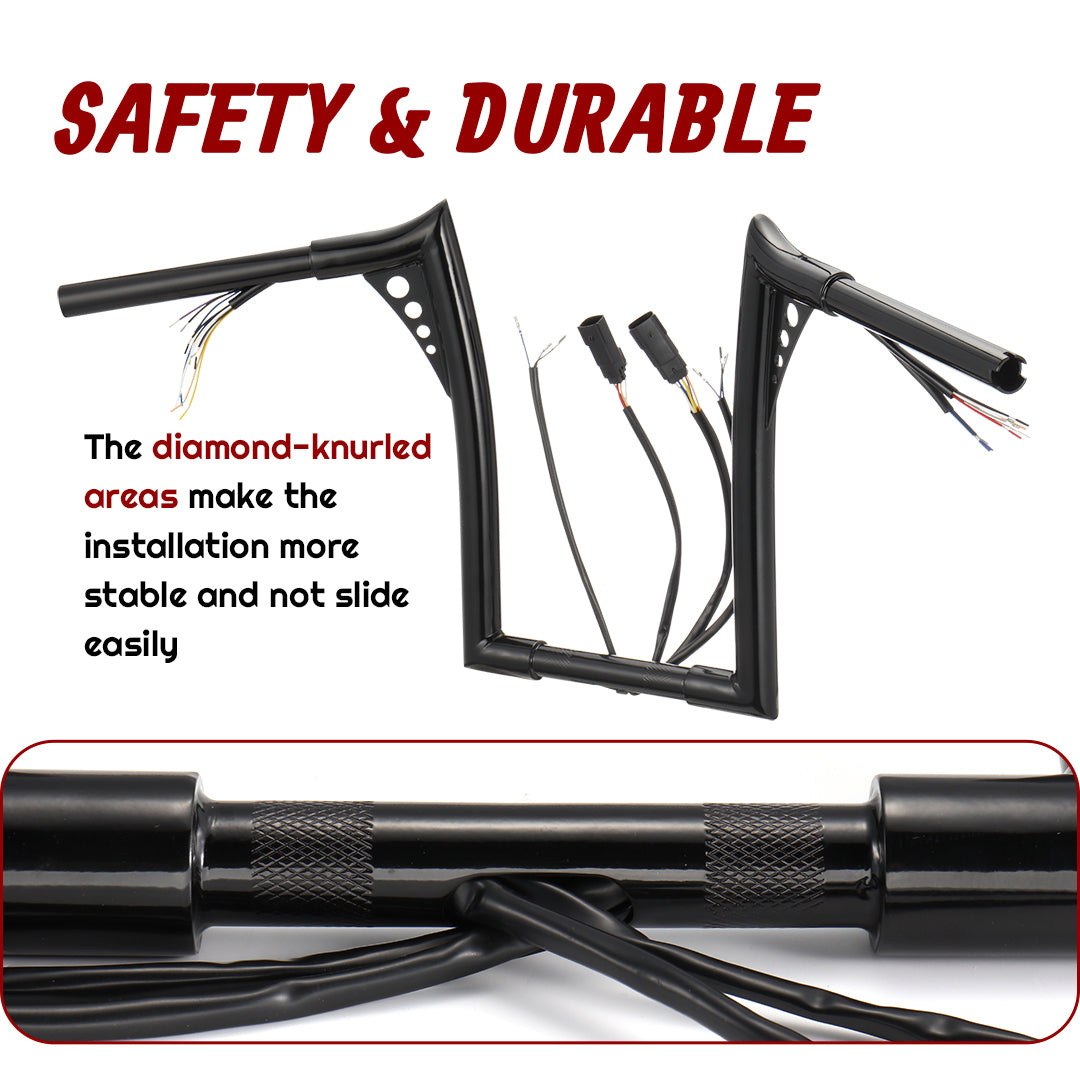 For Harley 2007-2013 1.25 Inch Ape Hanger Meathook Pre-wired Handlebars