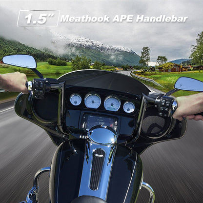 For Harley 2008-2013 Ape Hanger 1.5 Inch Meathook Pre-wired Handlebars