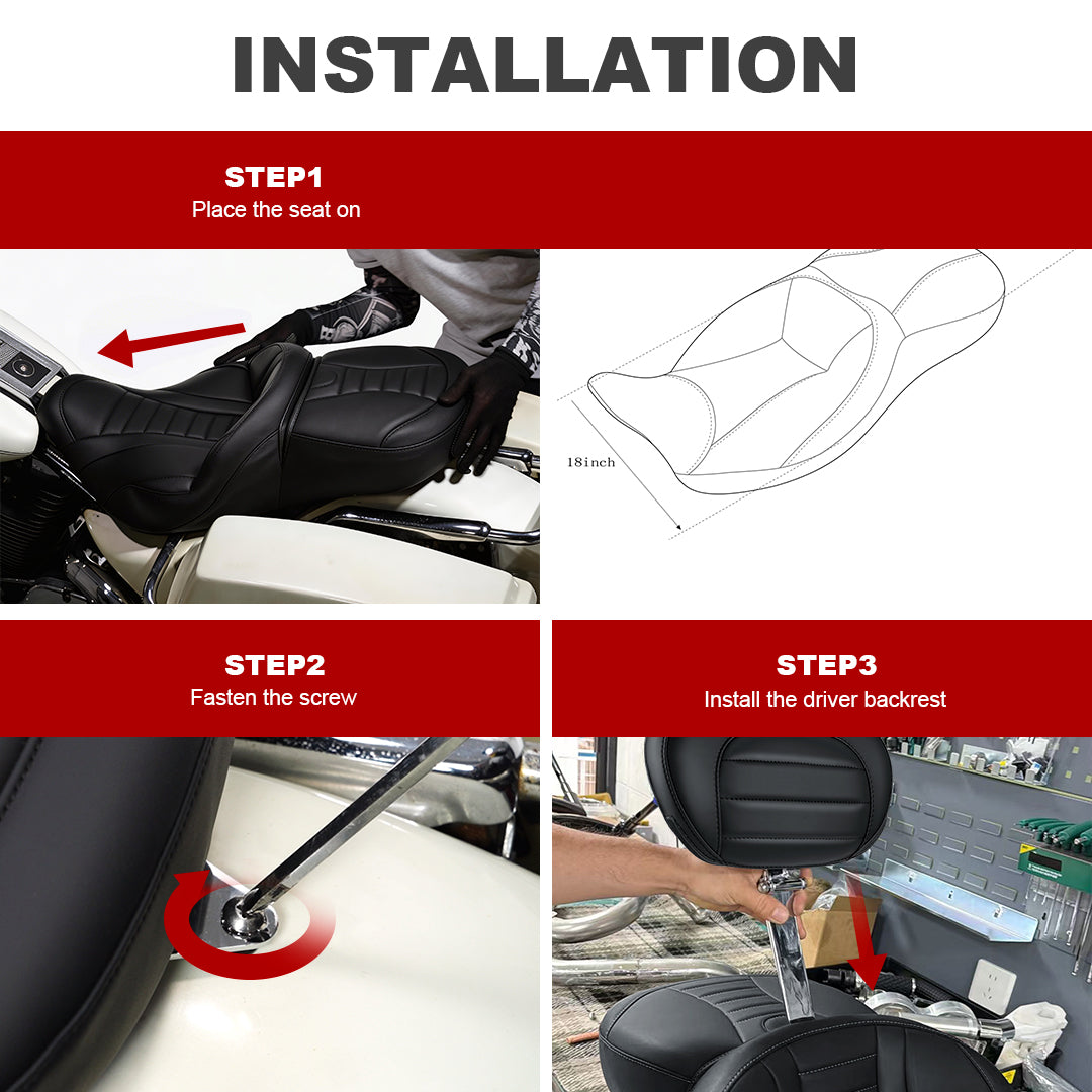 2008-2023 Touring One-Piece Seat with Rider Backrest