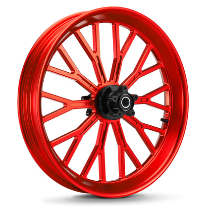 21 Inch Front Wheel Fat Spokes Wheel Rim One-Piece CNC Machined with Spacer 21"x3.5" for Harley Touring 2008-Later Street Glide/Road Glide/Road King/Electra Glide
